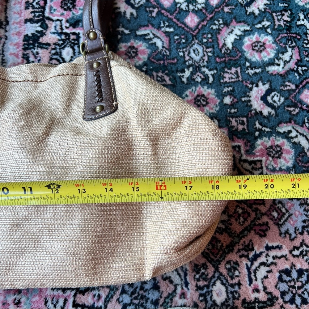 Fossil Burlap Tan Cream Purse handbag - Picture 6 of 12